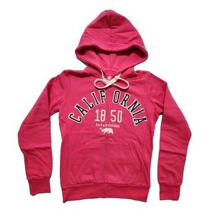 Reflex Women s Fleece‎ Hoodie California Logo Fitted Swetshirt Pink Size Small